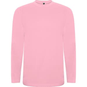 A pink long-sleeved t-shirt featuring a logo at the neck. Designed as part of the "Extreme Youth" collection.