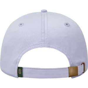 A low-profile dad cap in light purple featuring an adjustable strap and a branding logo on the side.
