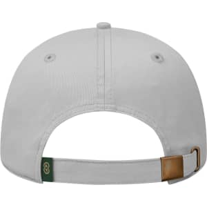 A low-profile cap in white with an adjustable strap at the back and a logo on the side.
