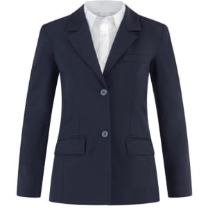 A navy Vittoria Jacket with a tailored fit, featuring two buttons and two front pockets.