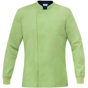 A green Silvano Tunic with a front pocket and long sleeves, featuring a simple design and a slightly fitted cut.