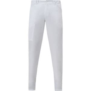 White Elia Pants displayed on a plain background, featuring a sleek, modern design and a branded logo.