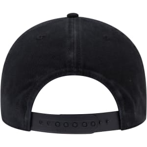 A black 6 panel low profile dad hat featuring an adjustable strap at the back and a discreet logo.