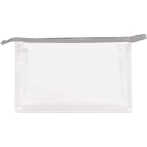A clear zipper bag with a grey zipper, featuring a simple and versatile design.