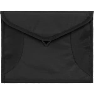 A black Sport Wash Bag with a folded design and a design element at the closure, featuring a logo.