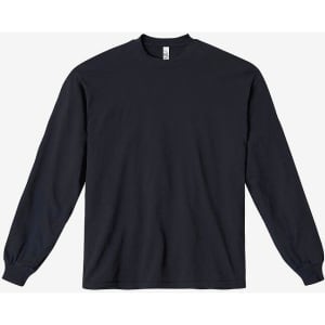 A long sleeve crewneck tee in black with a logo on the label. Lightweight fabric and relaxed fit.