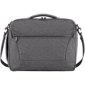 A grey Combi Bag with a front pocket and an adjustable shoulder strap, featuring a logo on the surface.