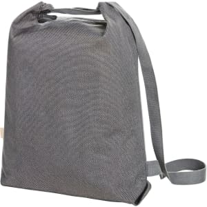 A grey multi bag with a simple design, featuring a shoulder strap and a small brand logo.