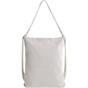 A light grey multi bag with a single strap and a simple design. It features a logo on the side.