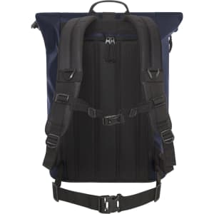 A navy Kurier Notebook Backpack featuring a black mesh back panel and adjustable straps with buckles.