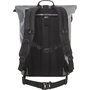 A grey Kurier Notebook Backpack with black straps and a padded back panel. It features adjustable buckles and a logo.