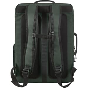 A green Active Travel Backpack with adjustable straps and a mesh design on the back for ventilation.