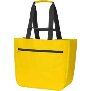 A yellow Softbasket Shopper bag with black handles and a front zip pocket. It has a simple, spacious design.