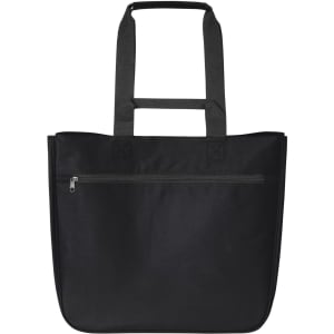 A black Softbasket Shopper bag with two handles and a zippered pocket at the back. Features a logo.