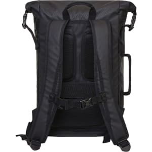 A black Active Notebook Backpack featuring padded shoulder straps and a textured back design. It includes a logo.