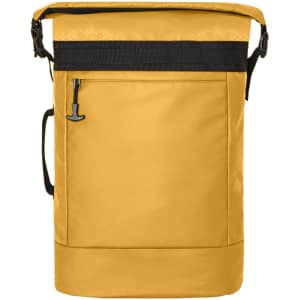 A yellow Active Notebook Backpack with a black strap and zipper, featuring a sleek, minimalist design.