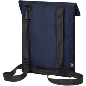 A navy blue multi bag with an adjustable strap and a clip closure. It features a simple design, ideal for events.