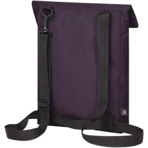 A purple backpack with adjustable black straps and a clip closure, featuring a sleek, minimalist design.