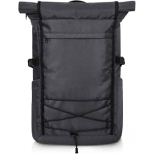 A grey Flex Notebook Backpack featuring adjustable straps and multiple pockets for storage. It has a subtle logo.