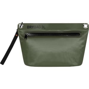 A green Drybag Zipper Bag featuring a zippered pocket and a handle. It includes a logo on the front.