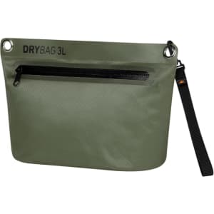 A green Drybag Zipper Bag with a black zipper and a strap, featuring a logo.