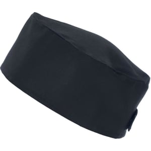 A black Tamburello hat with a rounded top and a simple design. Features a small logo.