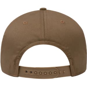 A brown 6-panel low profile baseball cap featuring a rear adjustment strap and a small logo.