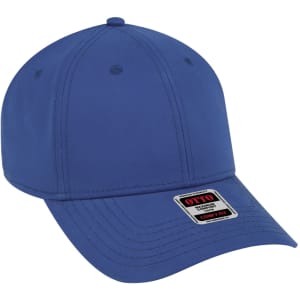 A blue Otto Comfy Fit 6 Panel baseball cap with a curved brim and an attached logo.