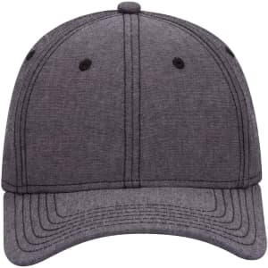 A low profile baseball cap in dark grey with a logo and six-panel design.