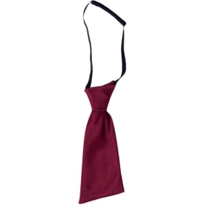 A maroon women's tie with a black adjustable strap, featuring a simple design and a solid colour.