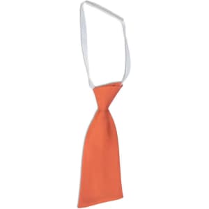 An orange women's tie with a white adjustable ribbon. It has a simple and sleek design.