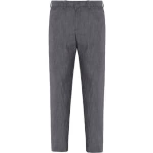 A pair of grey Giove Pants with a straight-leg design and subtle texture, featuring a waistband and belt loops.