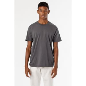 A short sleeve fine jersey crew tee in grey, featuring a simple design and a logo.