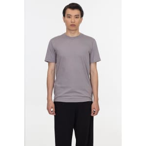A fine jersey crew tee in a muted grey colour, featuring short sleeves and a simple design.
