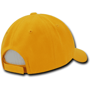 A yellow, low-profile structured cap featuring a rear adjustable strap and a mesh panel at the back.