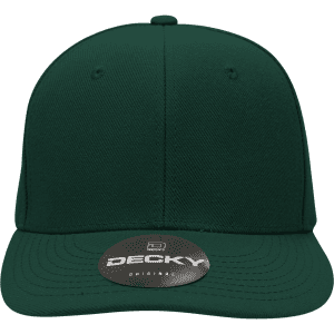 A green 6-panel mid profile structured cap with a branded tag on the front.