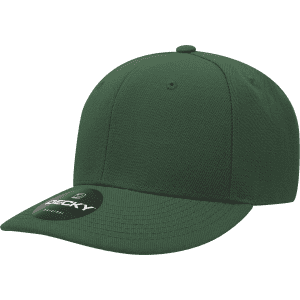 A green six-panel mid-profile structured cap with a branded tag on the visor.