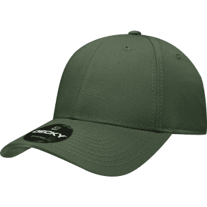 A green low profile structured cap with a curved brim and a logo on the front.