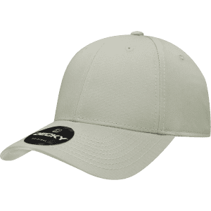 A low-profile, structured cap in a light grey colour with a branded logo on the front.