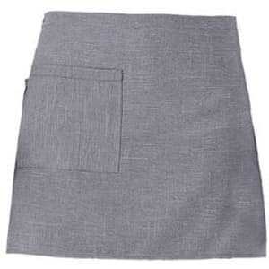 A grey Napoli apron featuring a pocket on the front and a simple, textured design.