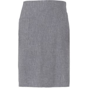 A grey apron with a simple design and a logo on the front. Suitable for cooking or serving.