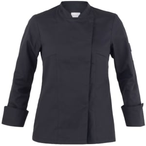 A black Agata Jacket featuring a clean design and long sleeves with rolled cuffs. It also has a logo.