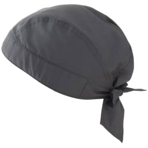 A grey bandana with a tied knot at the back, designed for headwear. It features a simple, smooth fabric texture.