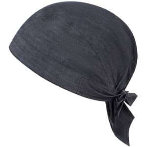 A black Marte Bandana, made of lightweight fabric, featuring a tied back design and a smooth texture.
