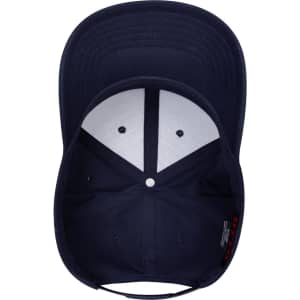 A navy blue 6-panel mid-profile baseball cap with an interior lining and eyelets. It includes a logo on the side.