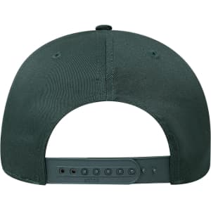 A dark green 6-panel mid-profile baseball cap featuring an adjustable strap and a logo on the back.