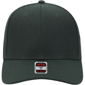 A dark green 6-panel mid-profile baseball cap with a front logo label.