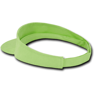 A green visor hat with an adjustable strap and a curved brim. It features a logo on the front.