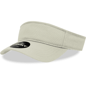 A light beige visor with a wide brim and a logo on the front.