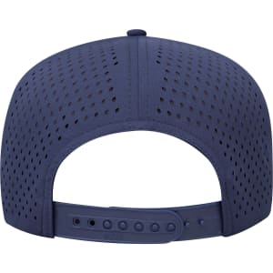 A navy perforated rope cap with a mid-profile design and adjustable strap at the back. Features a logo.